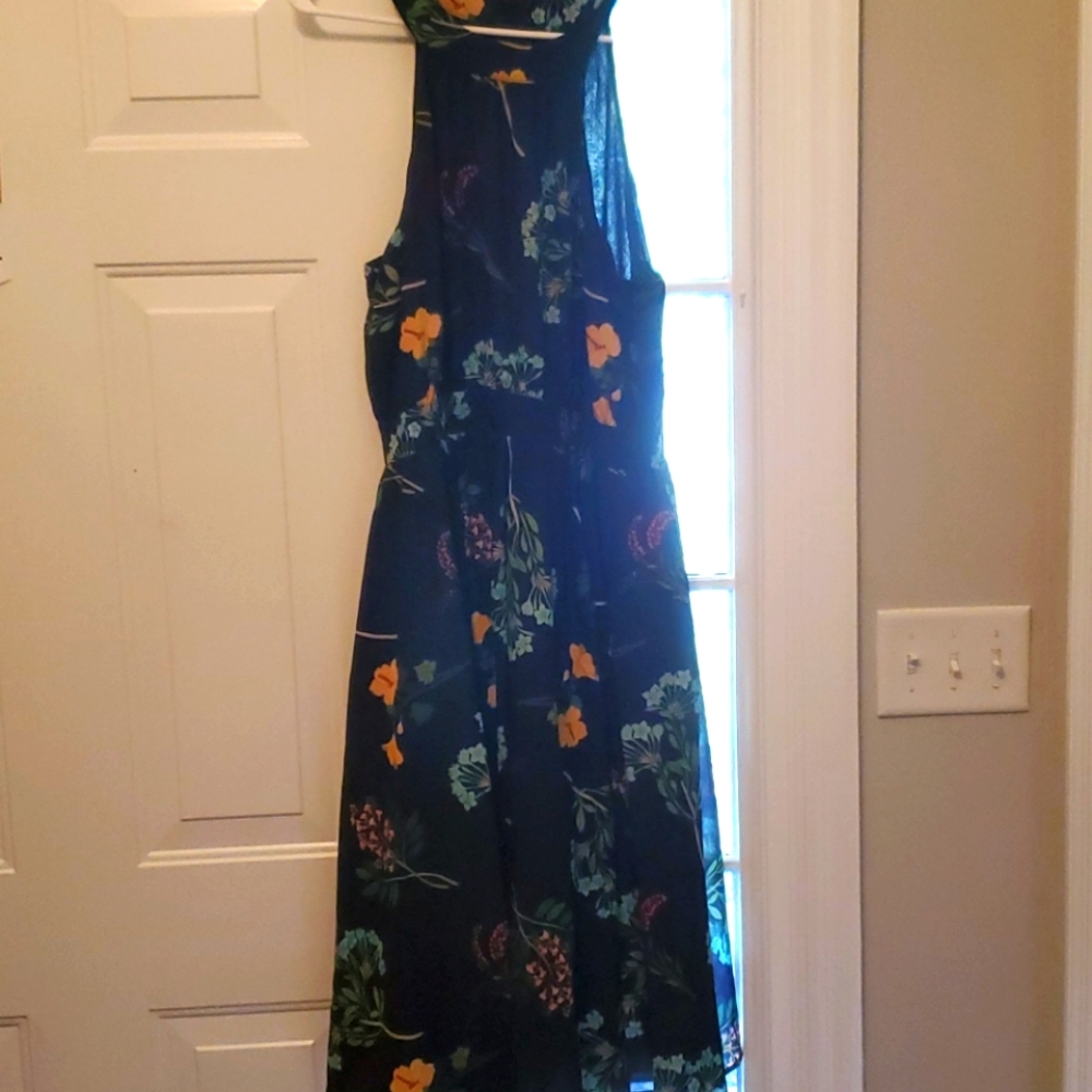 Pinup girl clothing dark floral crepe dress